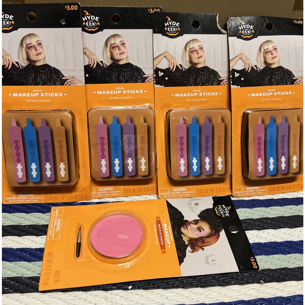 Hyde & Eek! Lot Of 5 (4) Makeup Sticks, Face & Body Paint Crayons (1) Neon Pink